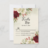 Elegant rode rozen Wedding RSVP Kaart (Voorkant)