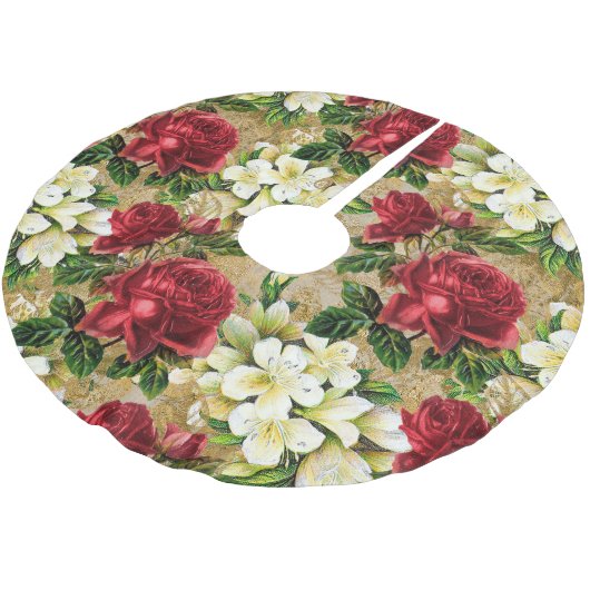 Elegant rode rozen Witte lijmen Kerstmis Kerstboom Rok (Gekanteld)