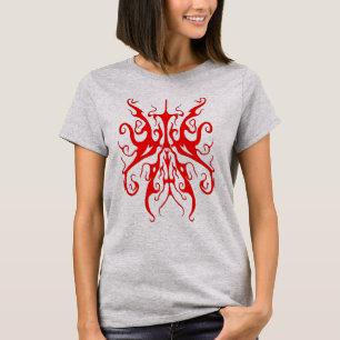 Elegant Rode Stam Masker Abstract Design T-shirt