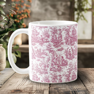 Elegant Rode Vintage Toile de Jouy Koffiemok