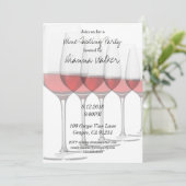 Elegant rode wijnbril kaart (Staand voorkant)