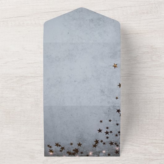 Elegant roestgrijze sterren Bindende Alle All In One Uitnodiging (Buitenkant)