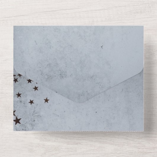 Elegant roestgrijze sterren Bindende Alle All In One Uitnodiging (Achterkant)