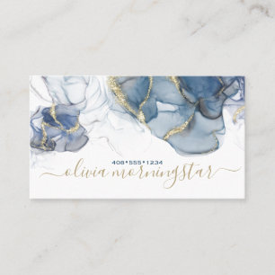Elegant roky Dusty Blue Gold Accent Alcohol Inkt Visitekaartje