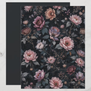 Élégant roman gothique foncé Floral Papier à rebut