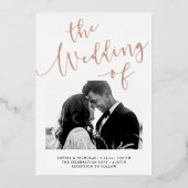 Elegant Romance | Roos Gold Foil Photo Weddenschap Folie Uitnodiging (Voorkant)