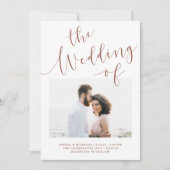 Elegant Romance | Terracotta Two Photo Wedding Kaart (Voorkant)