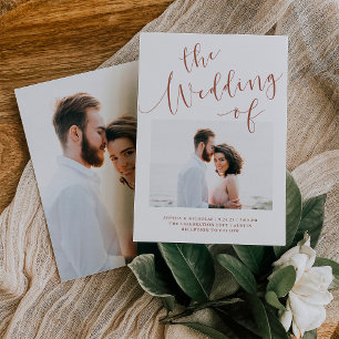Elegant Romance Terracotta Two Photo Wedding Kaart