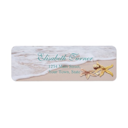 Elegant Romantic Beach Starfish Wedding Etiket (Voorkant)