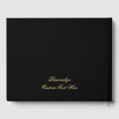 Elegant Romantic Black Gold Heart Pattern Gastenboek (Achterkant)