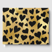 Elegant Romantic Black Gold Heart Pattern Gastenboek (Voorkant)
