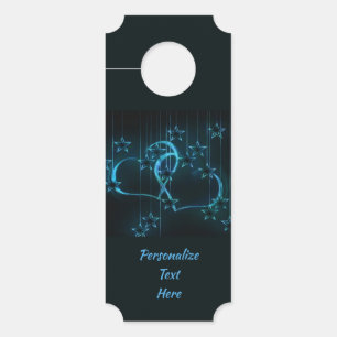 Elegant & Romantic Blue Neon Hearts Stars