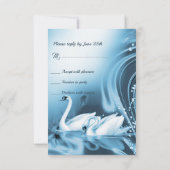 Elegant Romantic Blue Swan Love Weddenschap RSVP Kaartje (Achterkant)