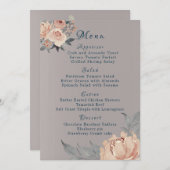 Elegant Romantic Blush Gray Coral Floral Wedding Menu (Voorkant / Achterkant)