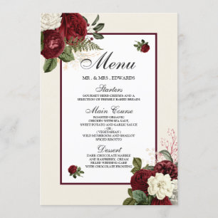 Elegant Romantic Burgundy All Occasions Menu