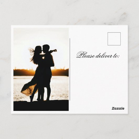 Elegant Romantic Calligraphic Photo Save the Date Briefkaart (Achterkant)