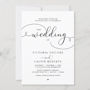 Elegant Romantic Calligraphy Script Wedding Kaart