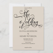 Elegant Romantic Calligraphy Script Wedding Kaart (Voorkant)