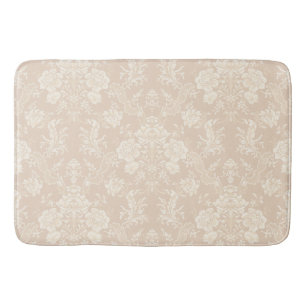 Elegant Romantic Chic Floral Damask-Cream Badmat