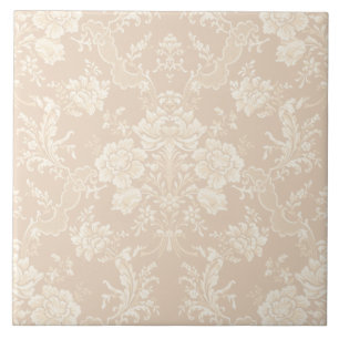 Elegant Romantic Chic Floral Damask-Cream Tegeltje