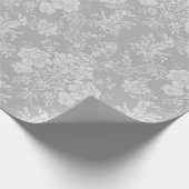 Elegant Romantic Chic Floral Damask-Grey Cadeaupapier (Hoek)