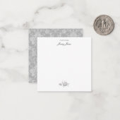Elegant Romantic Chic Floral Damask-Grey Notitiekaartje (Voorkant / Achterkant in situ)