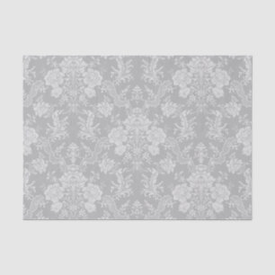Elegant Romantic Chic Floral Damask-Grey Tissuepapier