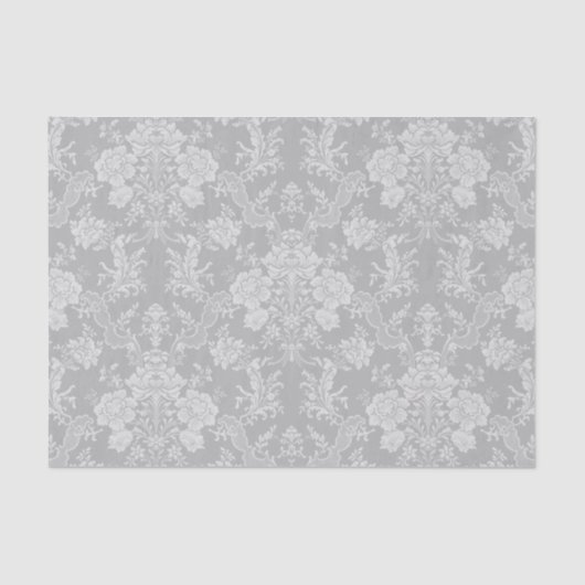 Elegant Romantic Chic Floral Damask-Grey Tissuepapier (Voorkant)