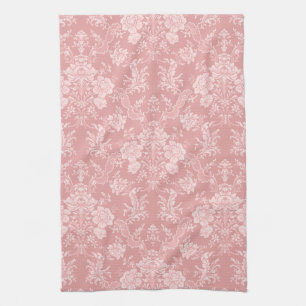 Elegant Romantic Chic Floral Damask-Pastel Pink Theedoek