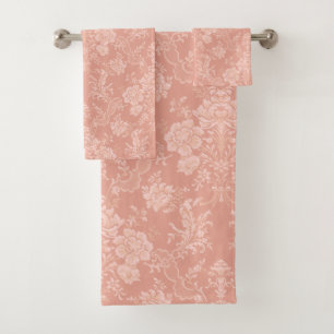 Elegant Romantic Chic Floral Damask-Peach Bad Handdoek
