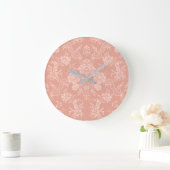 Elegant Romantic Chic Floral Damask-Peach Grote Klok (Huis)