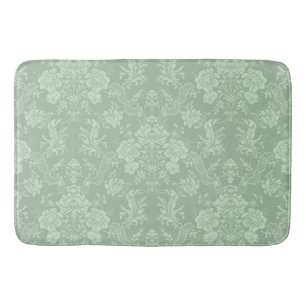 Elegant Romantic Chic Floral Damask-Sage Green Badmat