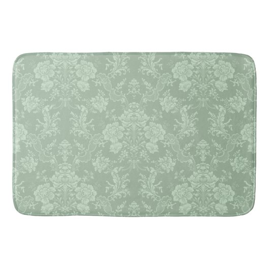 Elegant Romantic Chic Floral Damask-Sage Green Badmat (Voorkant)