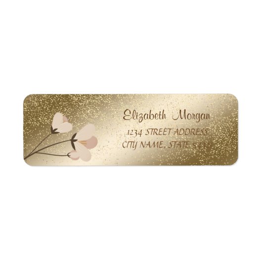 Elegant Romantic, Confetti Flowers Address Label (Voorkant)