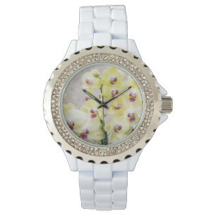 Elegant Romantic Cream & Lila Orchids Horloge