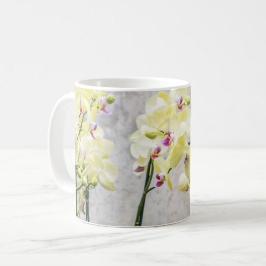 Elegant Romantic Cream & Lila Orchids Koffiemok (Voorkant links)