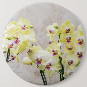 Elegant Romantic Cream & Lila Orchids Ronde Button 6,0 Cm