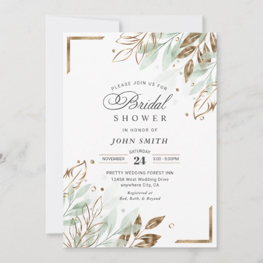 Elegant Romantic Eucalyptus Greenery - F009 Invita Kaart (Voorkant)
