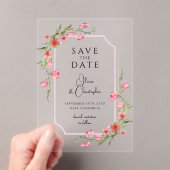 Elegant Romantic Floral slaat de datum op Acryl Uitnodigingen (Insitu (Draagbaar))