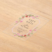 Elegant Romantic Floral slaat de datum op Acryl Uitnodigingen (Laagn)