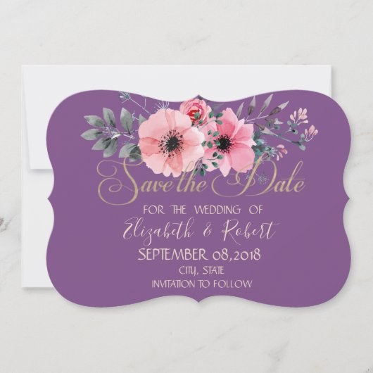 Elegant Romantic Floral slaat de datum op Save The Date (Voorkant)