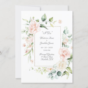 Elegant Romantic Floral Waterverf Script Wedding Kaart