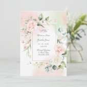 Elegant Romantic Floral Waterverf Script Wedding Kaart (Staand voorkant)