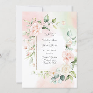 Elegant Romantic Floral Waterverf Script Wedding Kaart