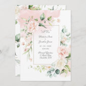 Elegant Romantic Floral Waterverf Script Wedding Kaart (Voorkant / Achterkant)