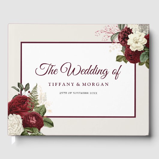 Elegant Romantic Floral Wedding Gastenboek (Voorkant)