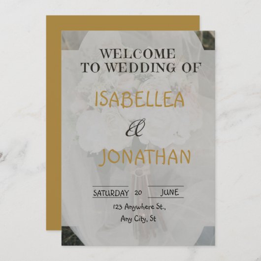 Elegant Romantic Floral Wedding Invitation (Devant / Derrière)