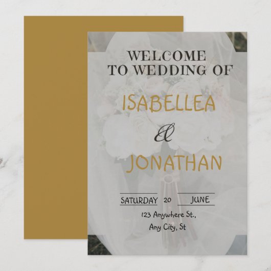 Elegant Romantic Floral Wedding Invitation Kaart (Voorkant / Achterkant)