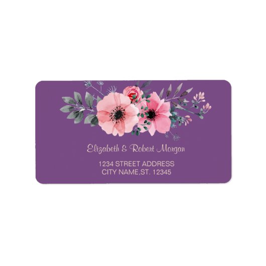 Elegant Romantic Floral Wedding Label (Voorkant)