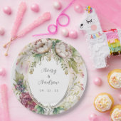 Elegant Romantic Floral Wedding Papieren Bordje (Feest)